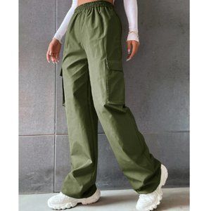 High Waisted Side Pocket Cargo Pants